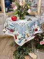 Nappe de Noël, Carrousel de Noël, sapins et chiens, centrée, carrée, polycoton jacquard