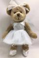 Peluche oursonne, ballerina, robe blanche ou rose, polyester, 30 cm 