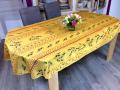 Nappe provençale, Rameaux d'olives, jaune, ovale, 150x240 cm, 100% polyester anti-taches