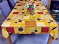 Nappe provençale, patchwork tournesols, jaune, rectangulaire, 100% polyester anti-taches