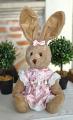 Peluche lapine, robe jaune ou robe rose, polyester, 30 cm